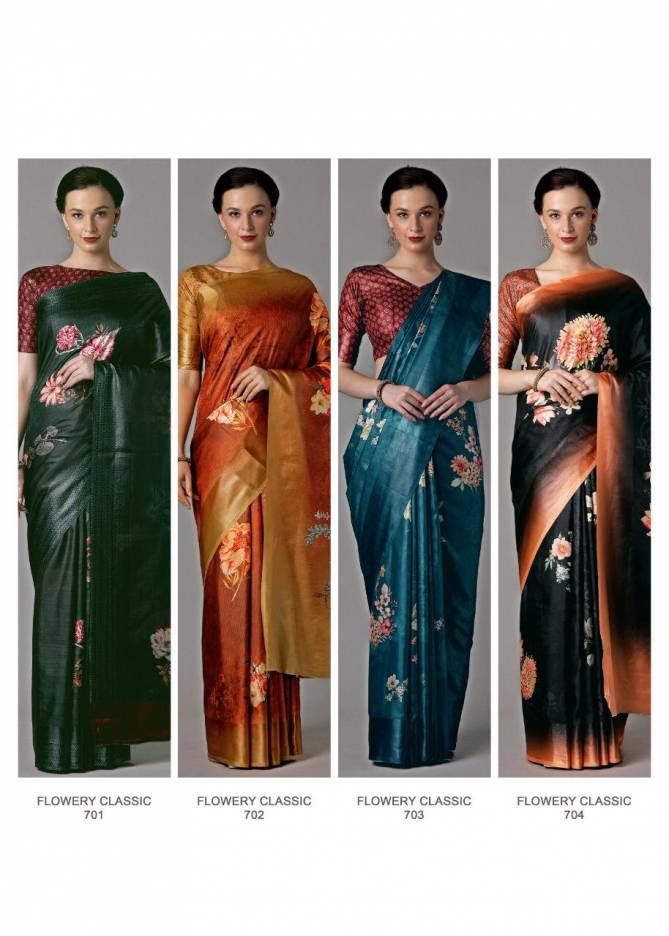 APPLE FLOWERY CLASSIC VOL-7 Latest Designer Fancy Party Festive Wear Dola Patta Saree Collection